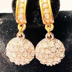 Vintage SWAROVSKI Pave Crystal two tone Clip Earrings
